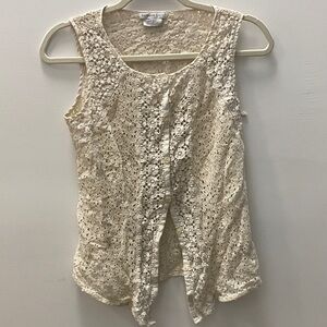 Van Heusen Cream Lace Sleeveless Blouse